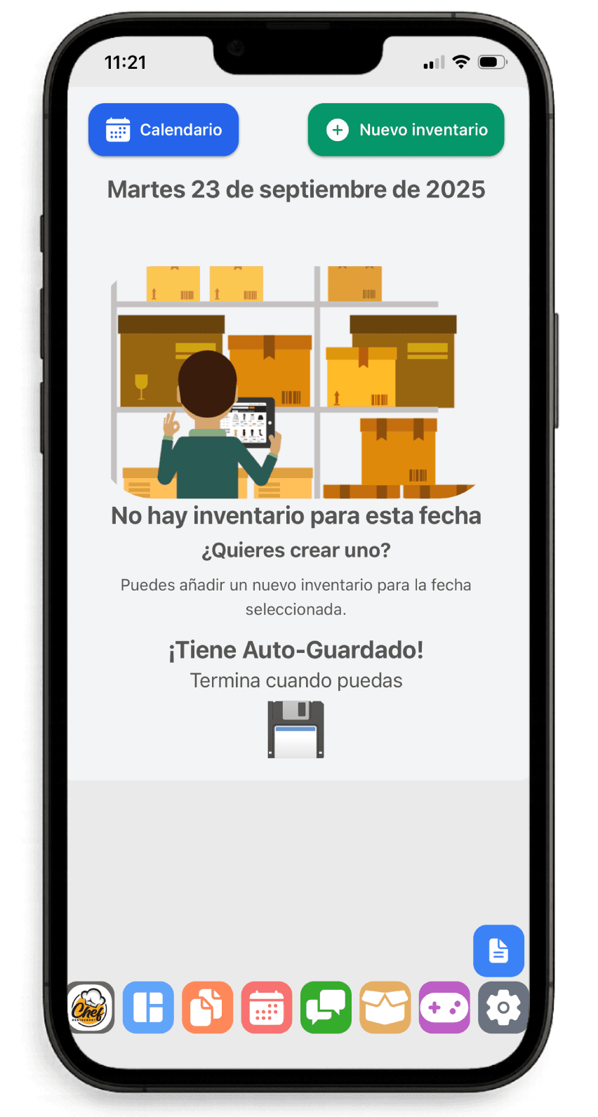 Panel de inventario y stock