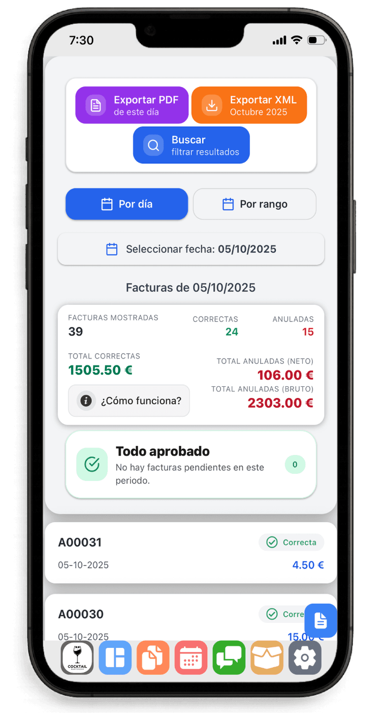 Listado de facturas VeriFactu: emitidas, anuladas y ordenadas