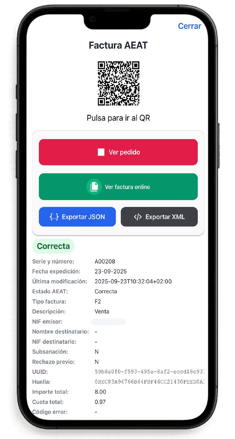 Panel VeriFactu: clientes, series, ventas y configuración